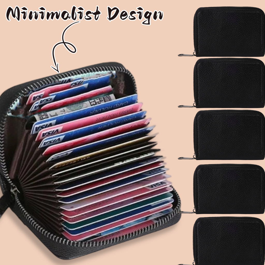 เคส ID หนัง PU คุณภาพสูง | ดีไซน์มินิมอลแบบบาง (สีดํา) กระเป๋าสตางค์เอกสารมีซิปพร้อมช่องใส่บัตร 8 ช่อง - เหมาะสําหรับสิ่งจําเป็นของผู้ชาย