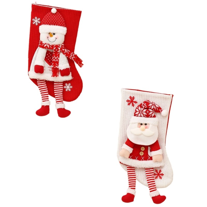 Lily Practical Festive Candy Stripe Stocking ตกแต่งเครื่องประดับแขวนต้นคริสต์มาสแบบใช้ซ้ําได้
