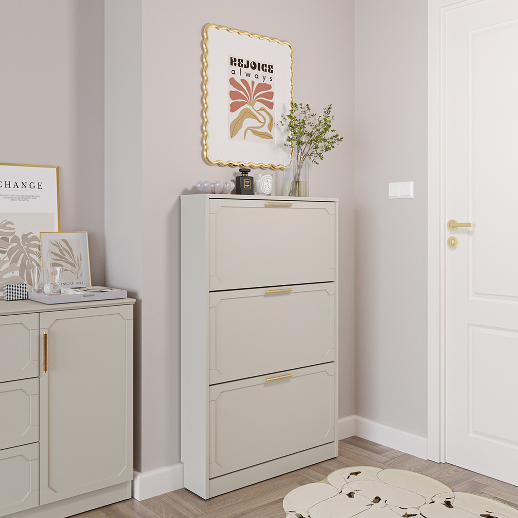 SB Design Square ตู้รองเท้า ขนาด 76 ซม. รุ่น Quista (Haneul Collection) สีเทาอ่อน (W76xD19xH120 ซม)  แบรนด์ SB FURNITURE