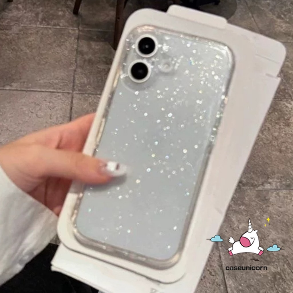 Cool สีดําหรูหรา Glitter Powder สําหรับ IPhone 15 13 14 16 11 12 Pro Max XR 7Plus X XS Max 14 6 16 7 15 6s 8 Plus SE2020 ง่ายอินเทรนด์กันกระแทกเคสใสนุ่ม - รูปที่ 6