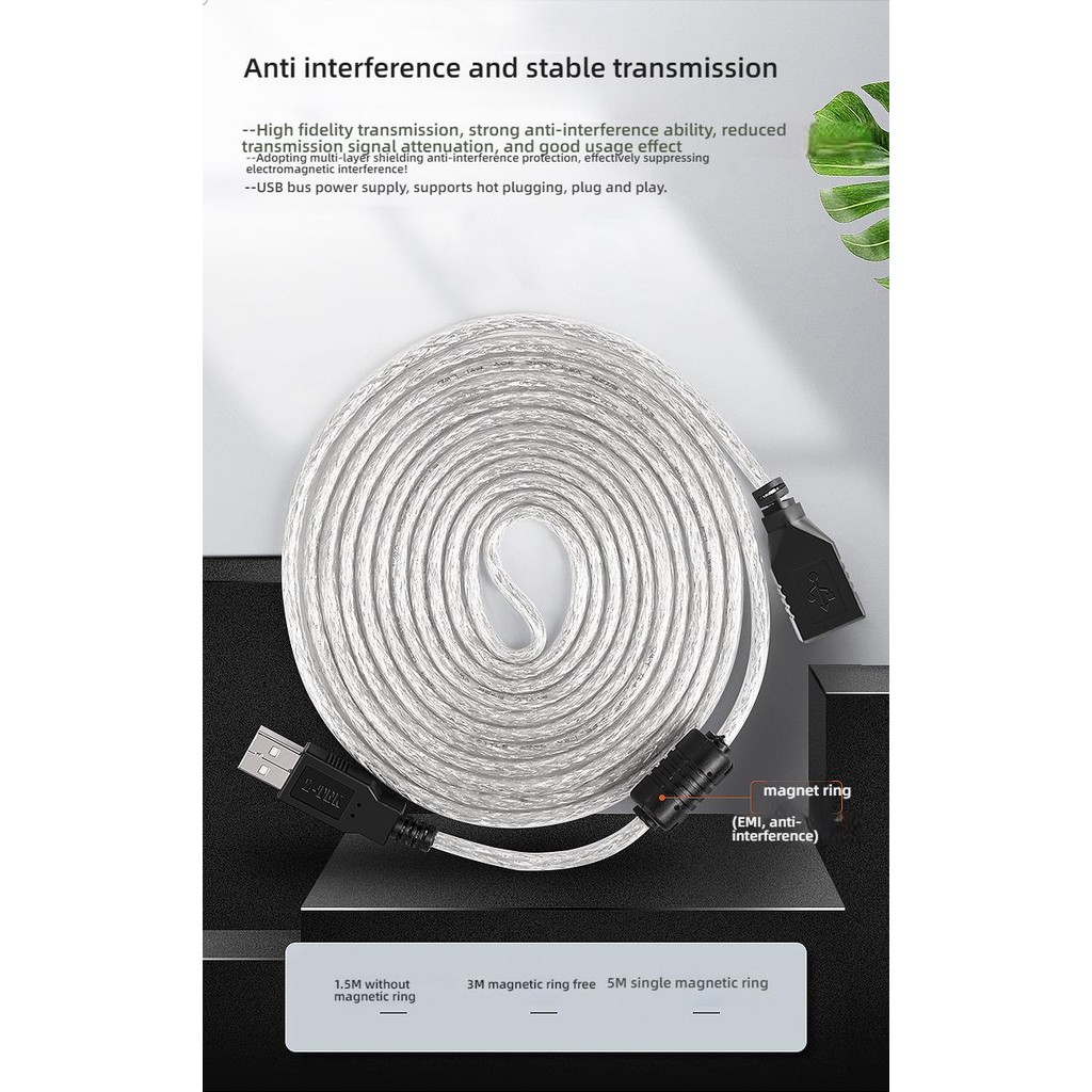 Z-TEK USB2.0 Extension Cable Male to Female Data Cable u Disk เมาส์คอมพิวเตอร์เครื่องพิมพ์สายต่อ 3m