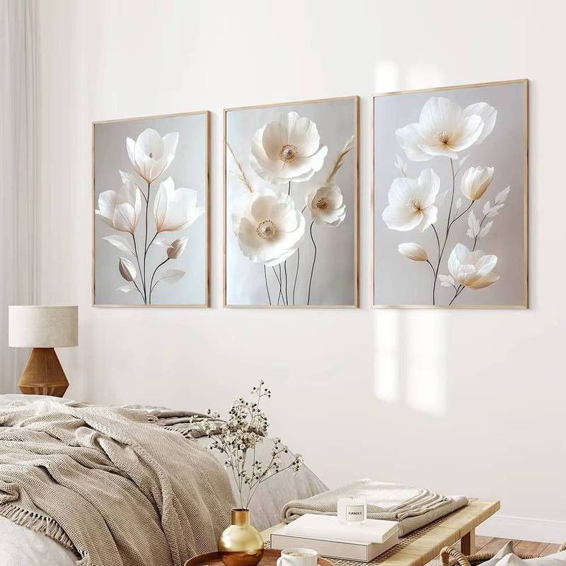 Frameless Nordic Beige Peony ดอกไม้ผ้าใบภาพวาดดอกไม้โมเดิร์นภาพโปสเตอร์ความงาม Home Wall Decor ราคา ถูกที่สุด ดีลบีเคเค แกลเลอรีภาพที่ 4