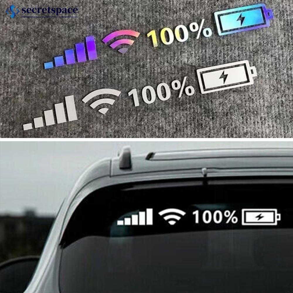 SECRETSPACE 26x3 ซม./35x4 ซม./45x5 ซม.รถไวนิลสติกเกอร์สะท้อนแสง 100% Wifi แบตเตอรี่ระดับสัญญาณ Decals ตกแต่ง A2R2