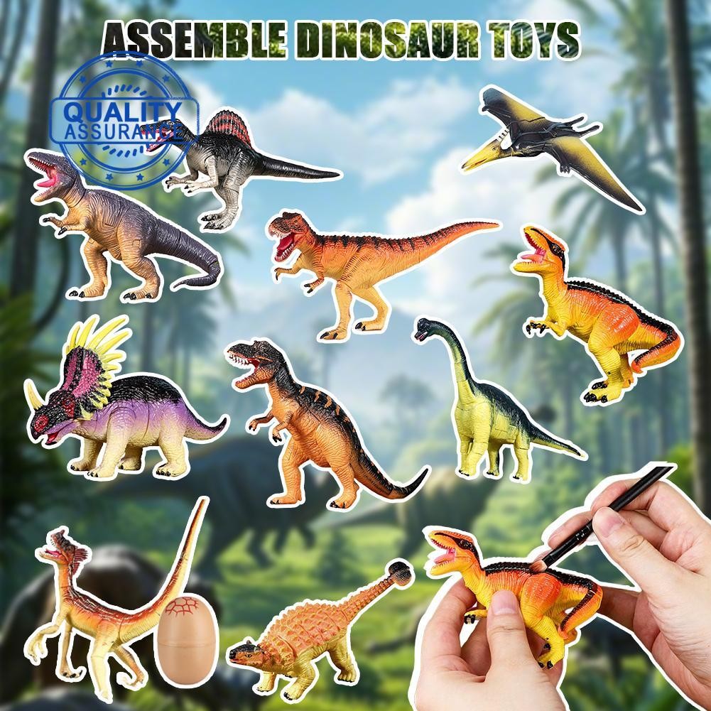 Jurassic ไดโนเสาร์สัตว์ Raptor ชาม Dragon Tyrannosaurus Triceratops Beast ของเล่น Building Block Q9s
