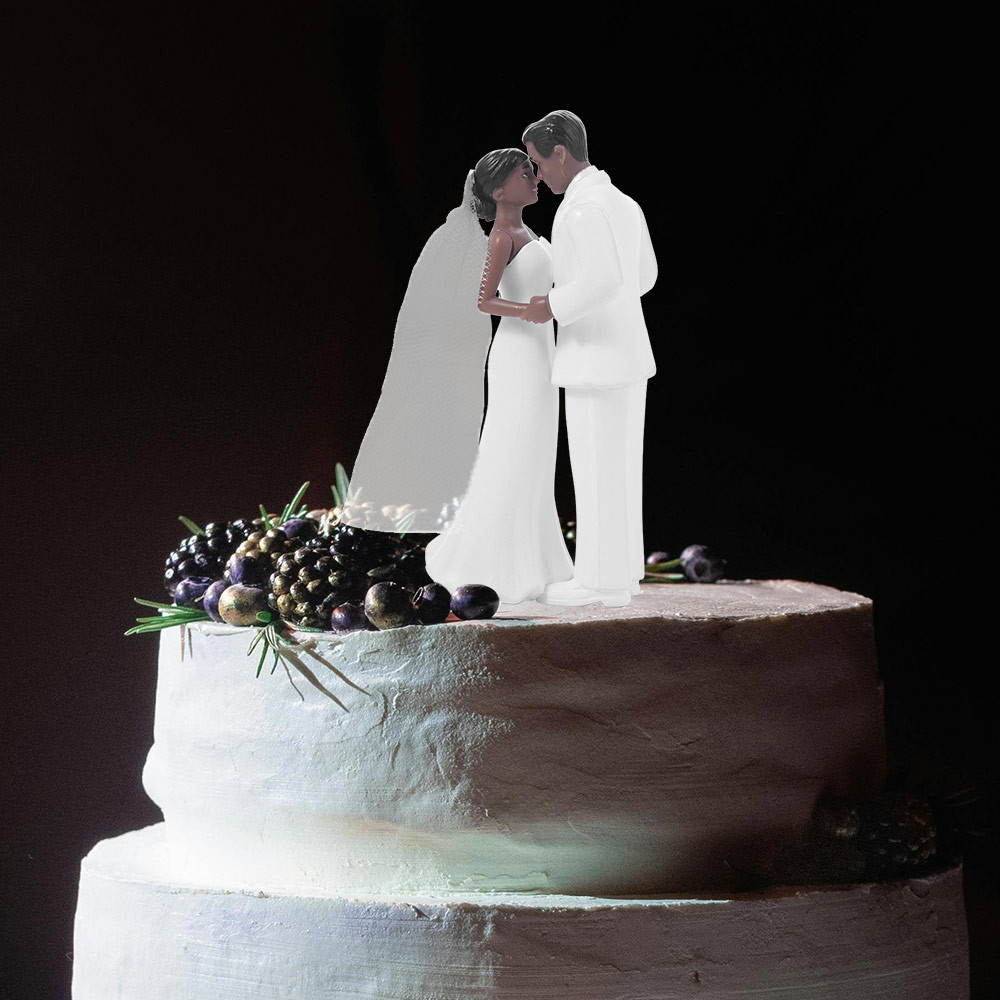 NOVAE คู่เค้กแต่งงาน Topper, สีขาว/สีดําเค้ก Toppers ตุ๊กตา, ตลกสร้างสรรค์ครบรอบตกแต่ง PVC เจ้าสาวและเจ้าบ่าว Figurines เจ้าสาวตกแต่งอาบน้ํา - รูปที่ 2