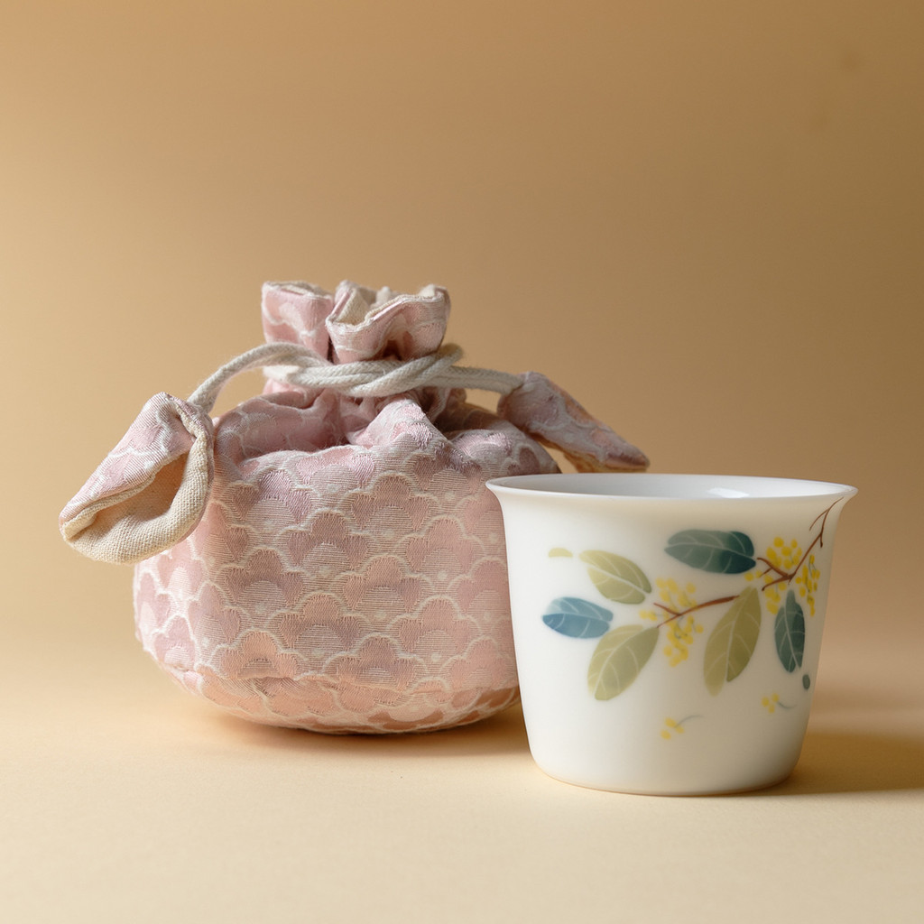 Matte Underglaze สีมือวาด Osmanthus กลิ่นถ้วยเดี่ยว Master ถ้วยเซรามิคชาถ้วย Kung Fu ชุดชาของขวัญ [L