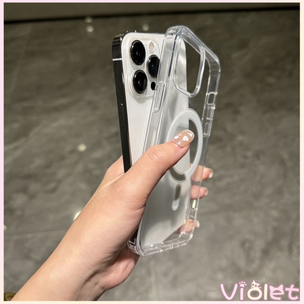 แม่เหล็ก เคสใสกันกระแทก เคสสําหรับไอโฟน11 เคสชาร์ได้ สำหรับ IPhone16 13 15 7Plus 14 12 11 Pro MAX 8 6 7 6S Plus - รูปที่ 3