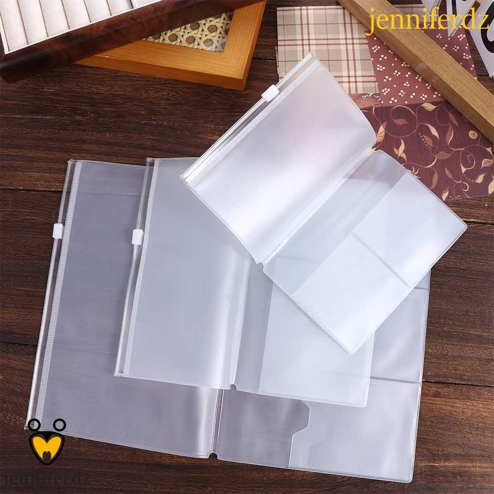 Jenniferdz Notebook Zipper Bag Journal Supplies อุปกรณ์การเรียนสําหรับ Midori Travelers Passport Card Holder Storage Standard PVC Zipper Bag