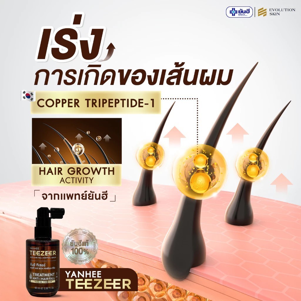 ( 1 ขวด ) Yanhee Teezeer Anti Hair Fall ยันฮี ทีเซอร์ เซรั่มปลูกผมดกดำ ลดผมร่วง ผมไม่แห้งแตก