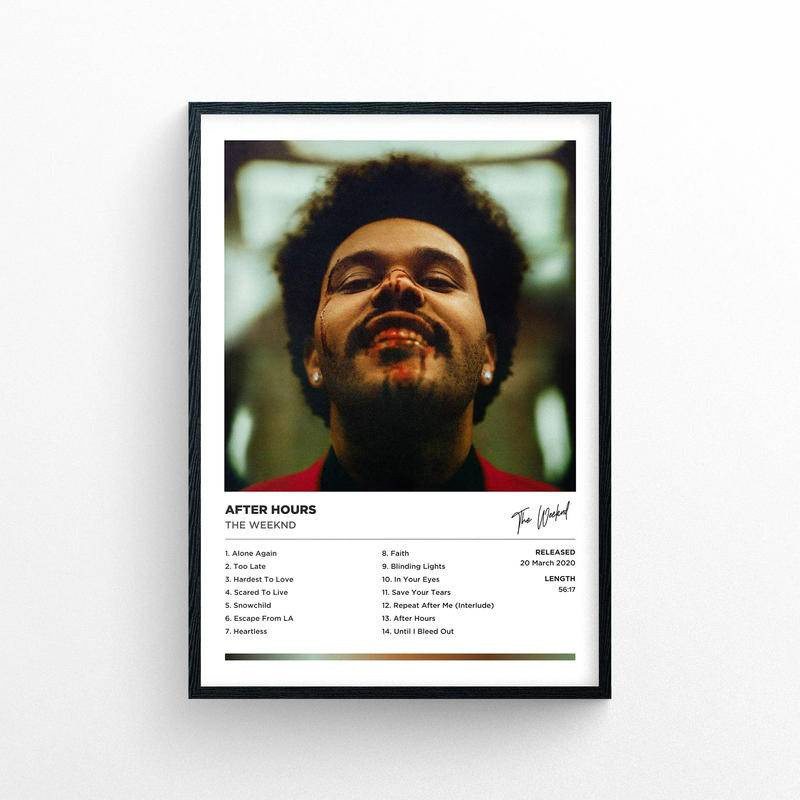 โปสเตอร์ พิมพ์ลาย The Weeknd - After Hours Unframed |   สไตล์โพลารอยด์ |   ปกอัลบั้ม งานศิลปะ
