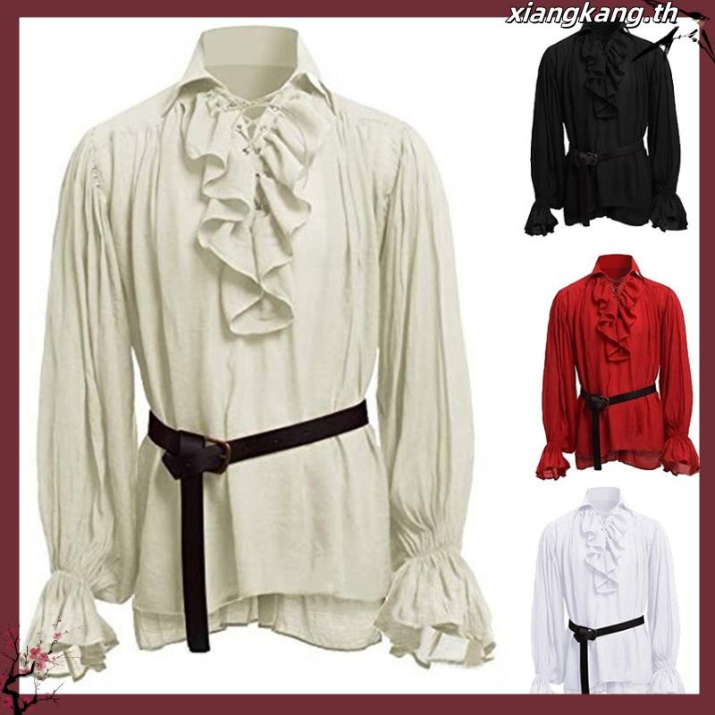 เสื้อยืดแขนยาว คอสเพลย์ Renaissance Pirate 18th Century Duke สําหรับผู้ชาย
