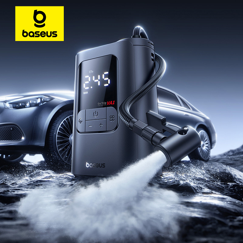 ใหม่ Baseus GoTrip VA1 Pro/Max รถปั๊มลม 7500mAh เครื่องอัดอากาศแบบพกพายาง Inflator สําหรับรถจักรยานยนต์จักรยาน Ball รถปั๊ม