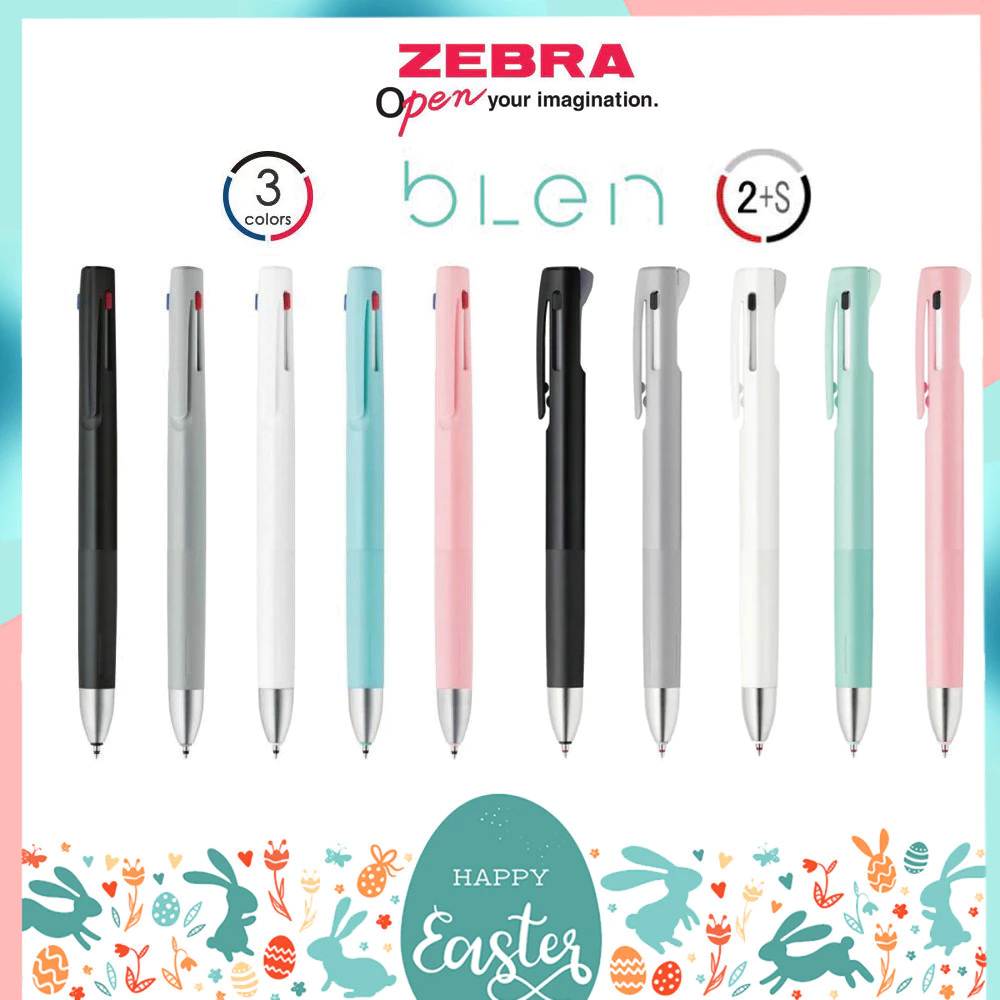ปากกาลูกลื่น Zebra Blen 3in1 สามสีในแท่งเดียว และ 2S สองสีพร้อมดินสอกด ขนาดหัว 0.5 0.7 mm