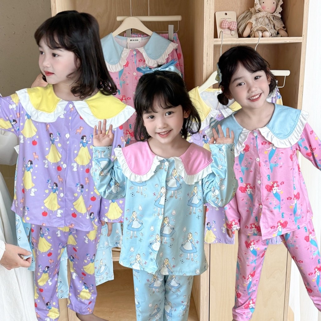 พร้อมส่ง ชุดเด็ก เสื้อผ้าเด็ก ชุดนอนคกปก คอบัว งานป้าย BB KIDS