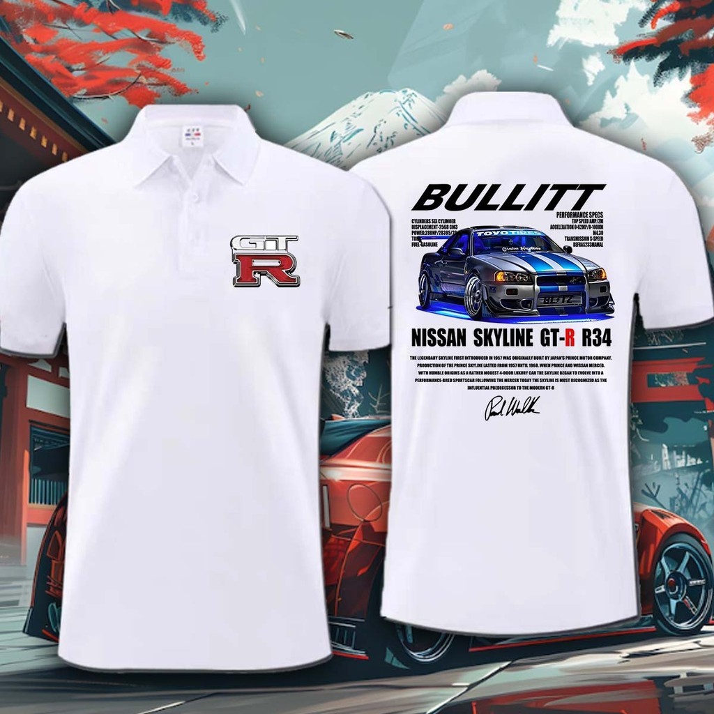 Kaos เสื้อโปโล Nissan GTR Nissan เสื้อโปโล GTR Nismo Polo R35 R32 ผ้าฝ้ายสวมใส่ทั้งผู้ชาย 01