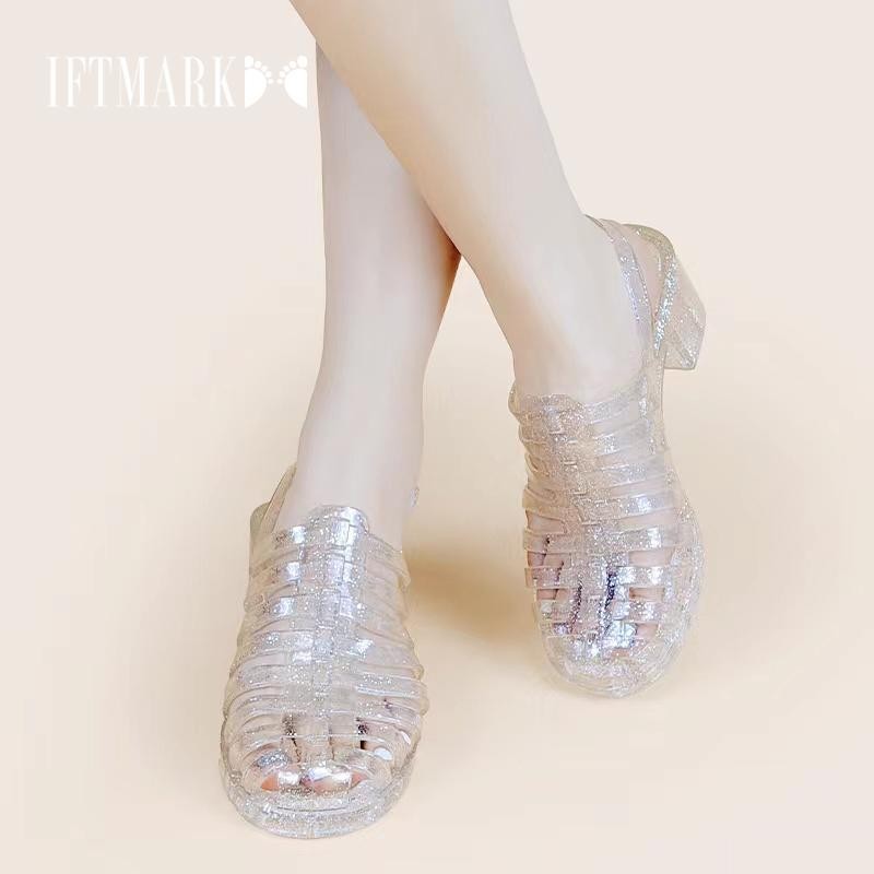 IFTMARK รองเท้าผู้หญิง รองเท้าแตะรัดส้น เสริมส้นสูง ส้นตึก ใส่สบายไม่กัดเท้า (รัดส้นลิซ่า)[ส่งเร็วพิเศษ]