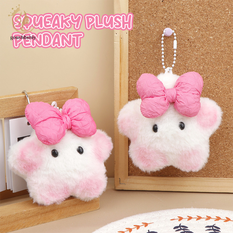 [goushbshiy] Squeaking Plush ของเล่นสีชมพู Bowknot Capibara จี้ตุ๊กตานุ่มตุ๊กตาพวงกุญแจพวงกุญแจรถกระเป๋าเป้สะพายหลังตกแต่งของขวัญเด็ก TH