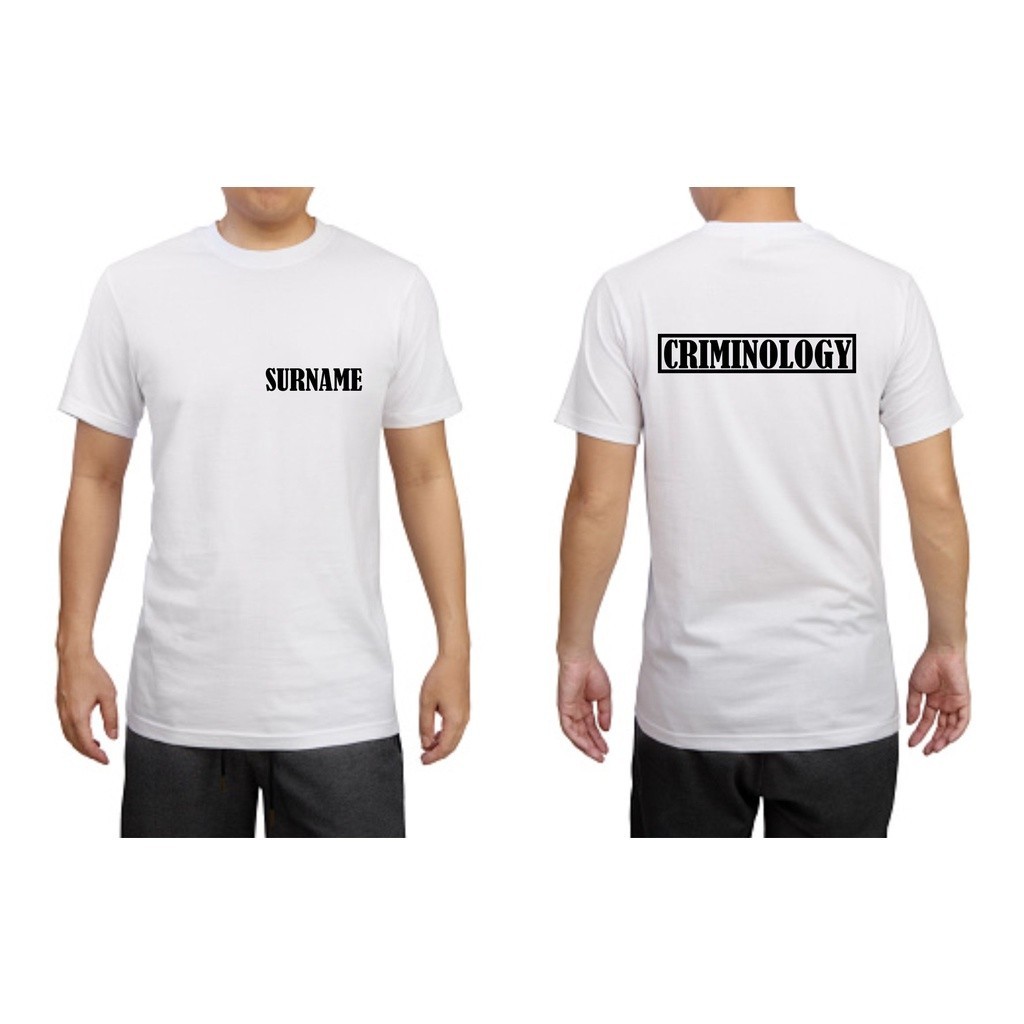 CRIMINOLOGY with SURNAME TSHIRT high quality shirt