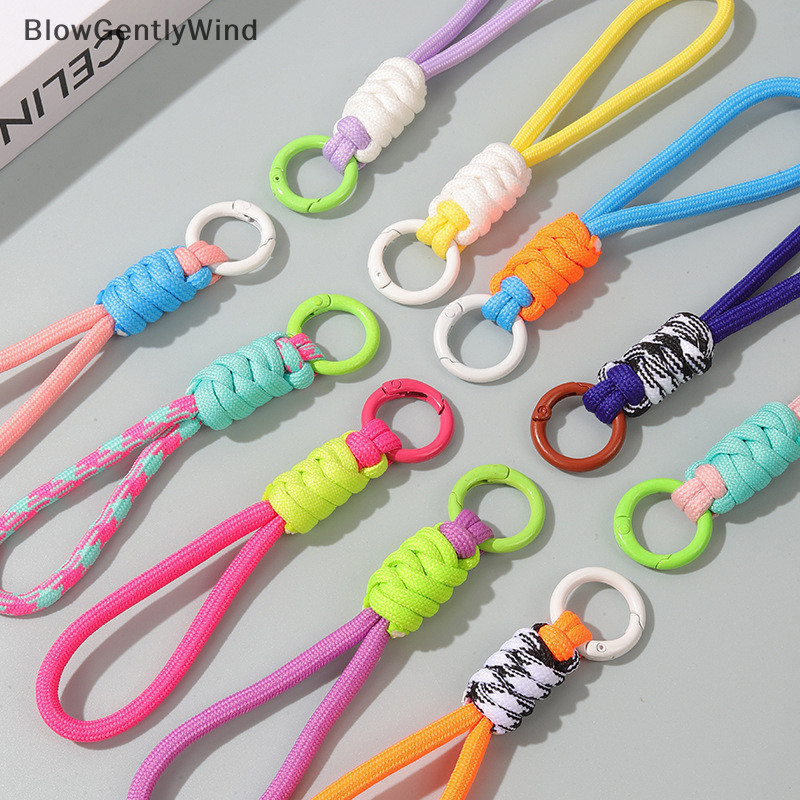 Blowgentlywind Paracord ถักทอพวงกุญแจ Lanyard หัวเข็มขัดฉุกเฉิน Survival Bagpack Key Ring Wristlet สายคล้องรถ Trinket Key Holder BGW