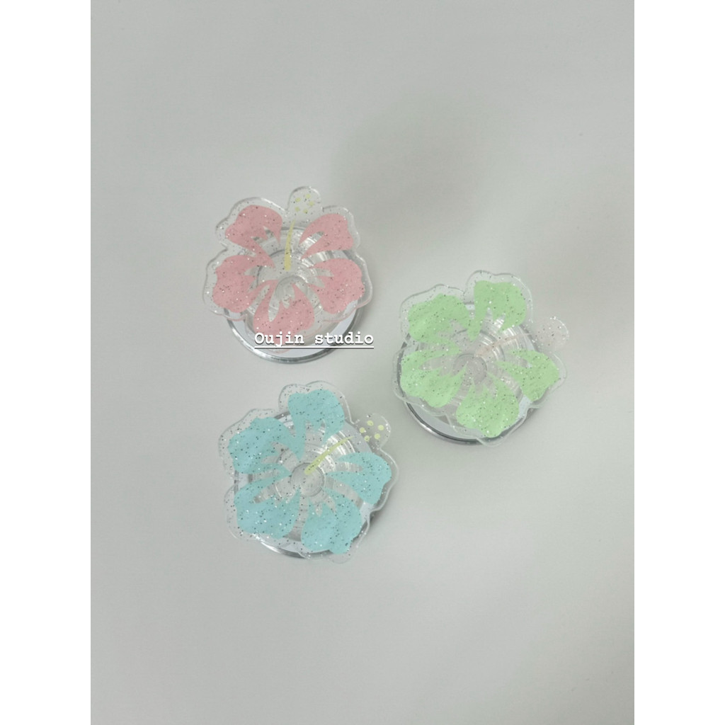 เกาหลี ins Fresh Sweet Glitter Four-Leaf Clover Magnetic Bracket เหมาะสําหรับเคสแม่เหล็กโปร่งใสมือถือ