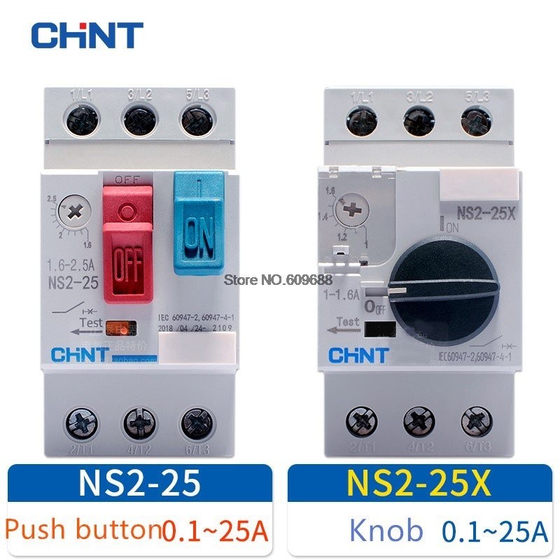 ⁂CHINT CHNT motor starter NS2-25 NS2-25X NS2-25/AE11 1.6-2.5A Motor protector Motor Circuit Breaker