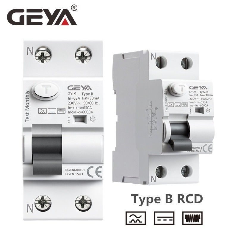 GEYA B Type RCCB Residual Current Circuit Breaker DC ELCB 2P 4P 40A 63Amp 30mA 100mA