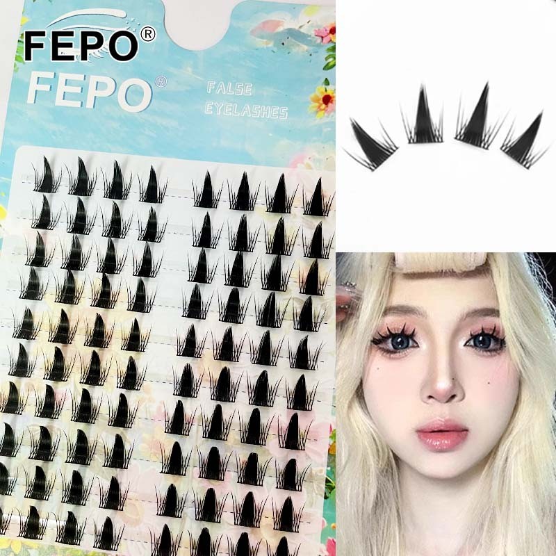FEPO ขนตาปลอมการ์ตูน 10 แถวที่สวมใส่สบายและมีน้ําหนัก 10 มม.-13 มม