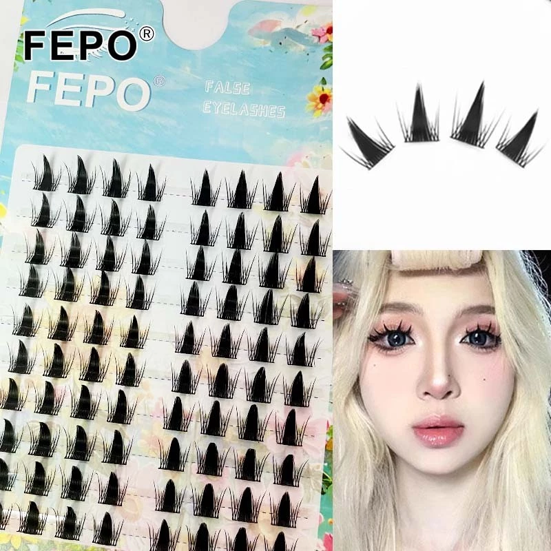 FEPO ขนตาปลอมการ์ตูน 10 แถวที่สวมใส่สบายและมีน้ําหนัก 10 มม.-13 มม
