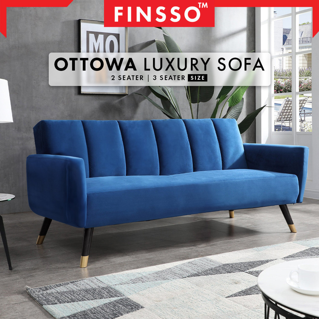 พร้อมส่ง! โซฟา เรียบหรูหรา 2 ที่นั่ง 3 ที่นั่ง คลุมด้วยผ้ากำมะหยี่ ผิวสัมผัสนุ่ม พร้อมขาเหล็ก แข็งแรง OTTAWA LUXURY SOFA