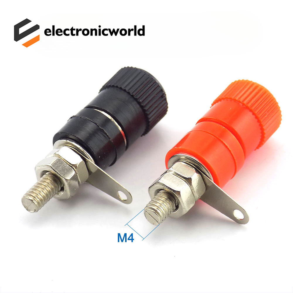 Js-910b Connector ปลั๊กกล้วยสีแดงสีดํา Power Banana Socket Binding Post Mount Plug Jack Amplifier Terminal Connector
