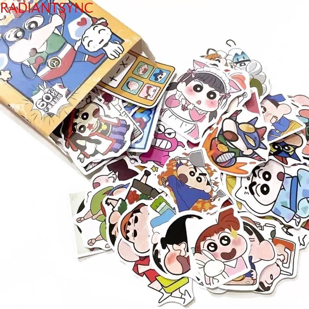Radiantsync 60PCS สติ๊กเกอร์เครยอนชินจัง, การ์ตูนน่ารักเครื่องเขียนสติกเกอร์,ไดอารี่อัลบั้มกันน้ํา Kawaii Mobile สติ๊กเกอร์โปสการ์ดตกแต่ง