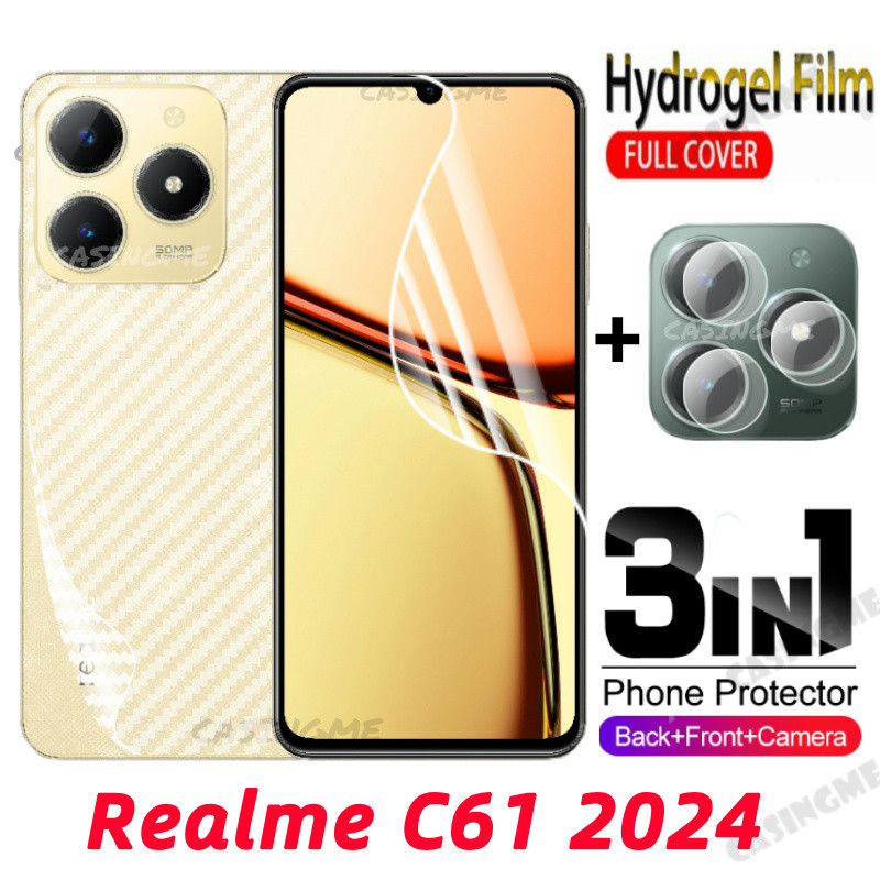 Realme C61 2024 ฟิล์มไฮโดรเจลด้านหน้าด้านหลังเต็มรูปแบบกล้องด้านหลังป้องกันฟิล์มสําหรับRealmi C61 4G