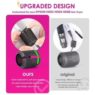 อัพเกรดไดร์เป่าผมกรองปกเข้ากันได้สำหรับ Dyson Supersonic HD01 hd03 hd08รุ่น, เครื่องเป่าผมกรองกรองด้วยกรองทำความสะอาดแปรงอะไหล่ (สีเทา)