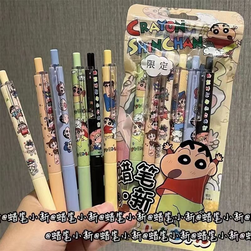สินค้าขายดี🔥 ปากกาเจล 0.5 เจล Crayon Shin-chan น่ารัก 6 ชิ้น ปากกานักเรียน ปากกาสีดำ