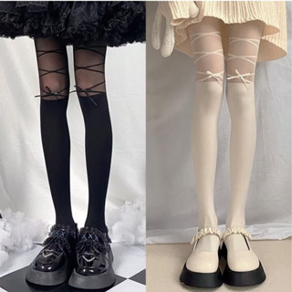 ถุงน่องลูกไม้โลลิต้าญี่ปุ่น นุ่ม สบาย และถุงน่องสีดำเซ็กซี่