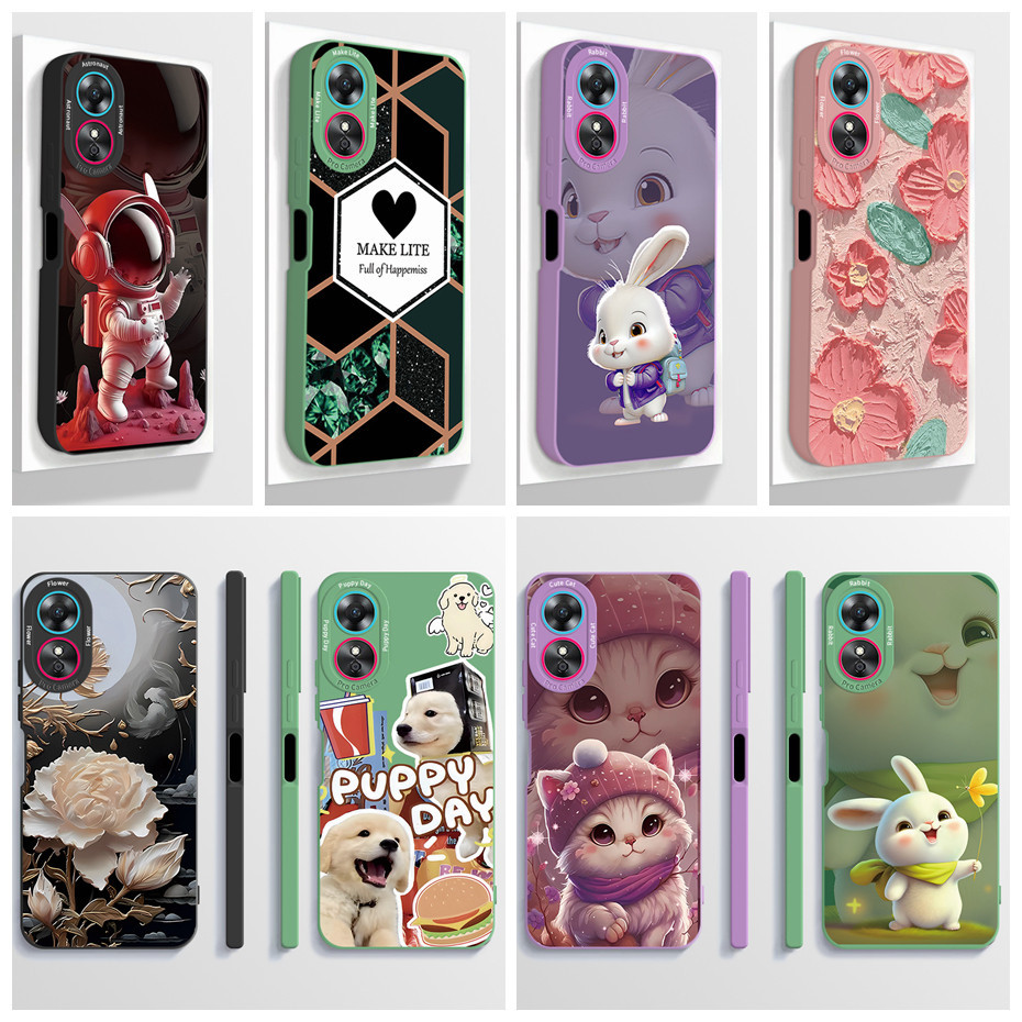 สําหรับoppo A17 A17kเคสโทรศัพท์สุนทรียศาสตร์การ์ตูนนักบินอวกาศการป้องกันเต็มรูปแบบMatte Soft TPUซิลิโคนปลอกกันกระแทก