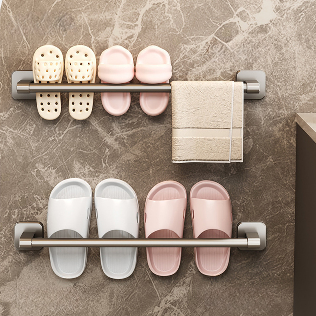 ที่วางรองเท้าแตะ ที่แขวนรองเท้าติดผนัง แบบไม่ต้องเจาะ 70ซม.สำหรับห้องน้ำ - รูปที่ 6