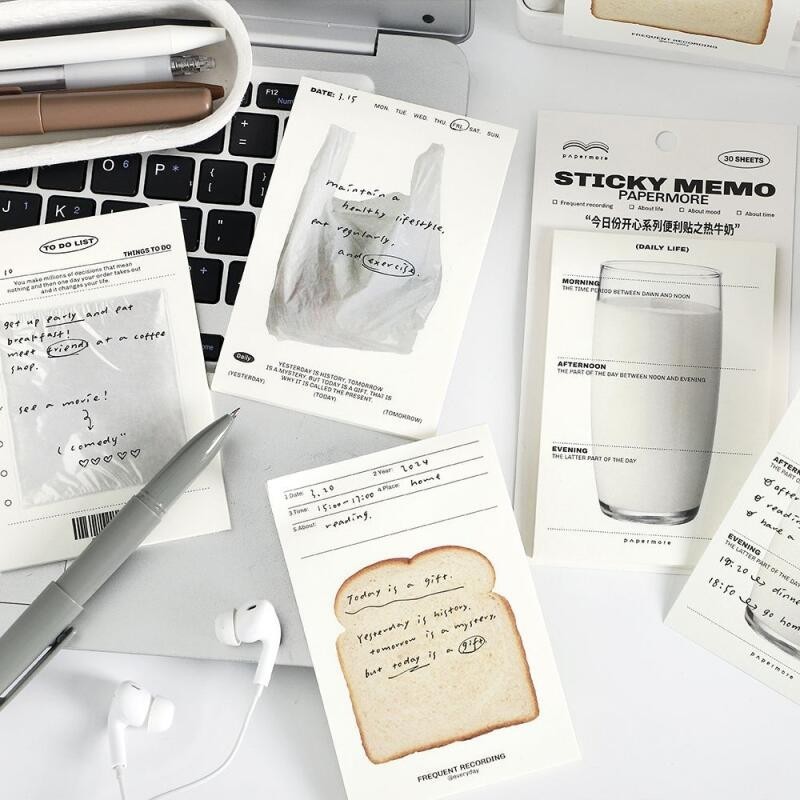 Kowei 30 ชิ้น [ชุดแฮปปี้วันนี้] ความงาม Journal Sticky Notes Writable Memo Pad กระดาษหมายเหตุ Scrapbooking วัสดุโรงเรียนเครื่องเขียนสํานักงาน