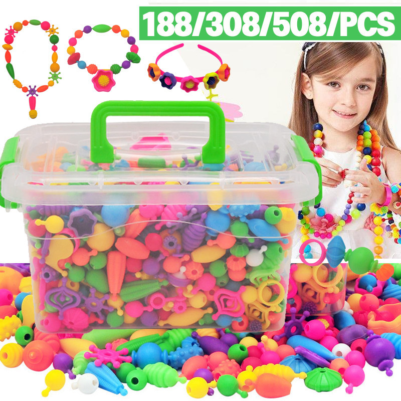พร้อมส่ง👶ชุดลูกปัด DIY 188/308/508/pcs ของเล่นเด็ก แฮนด์เมด สร้อยคอ สร้อยข้อมือ ของเล่นเพื่อการศึกษา