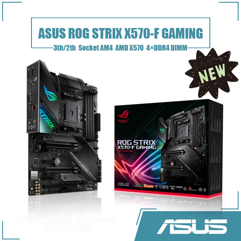 [ใหม่] Asus ROG STRIX X570-F ซ็อกเก็ตเมนบอร์ดสําหรับเล่นเกม AM4 4xDDR4 DIMM AMD X570 ชิปเซ็ต ATX