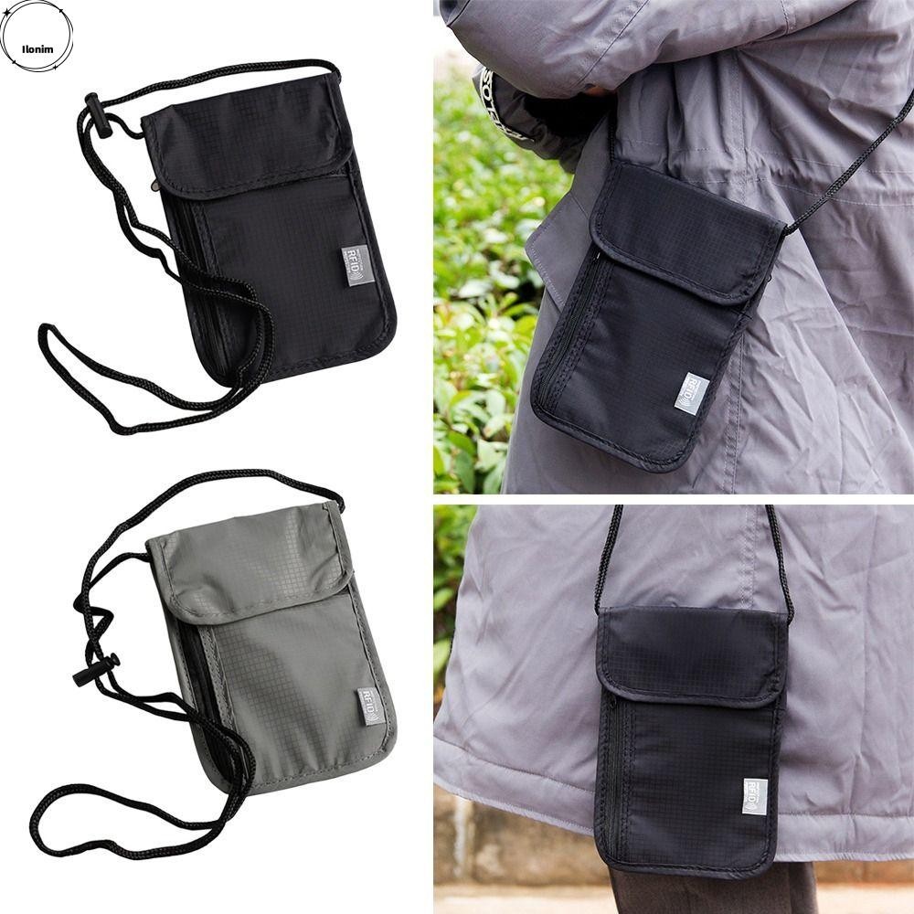 Ilonim RFID Passport ID Bag, กระเป๋าเอกสารกันน้ําอเนกประสงค์, กระเป๋าหนังสือเดินทางไนลอนผู้ชาย