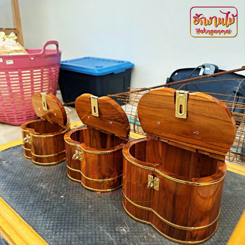 HNGM กระปุกออมสินไม้สัก ทรงหัวใจไม้สัก ราคาส่ง