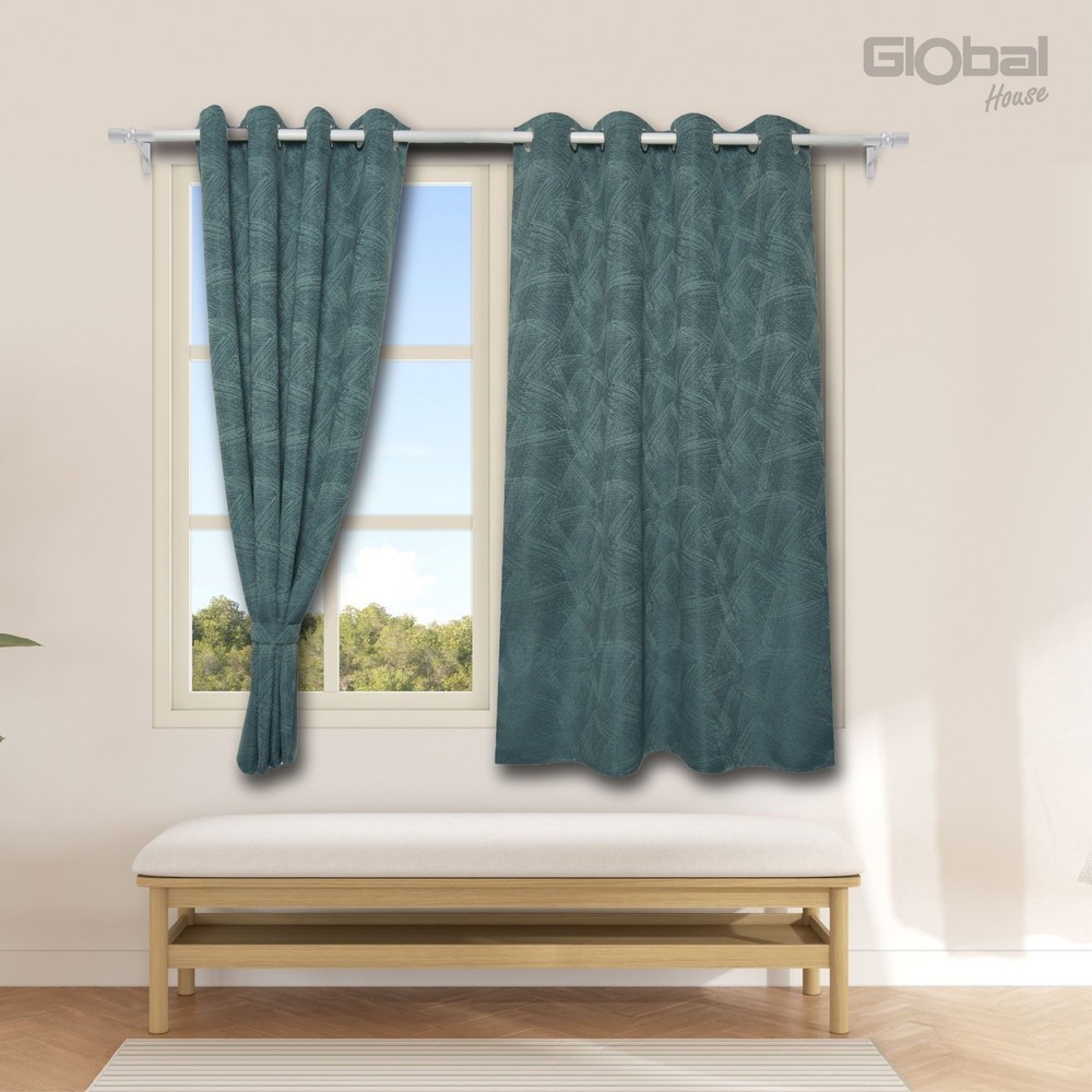 Ghouse Online DAVINCI ผ้าม่านหน้าต่าง รุ่น  Mila-03 ขนาด 140x160 ซม. สีน้ำเงิน สินค้าขายดี!