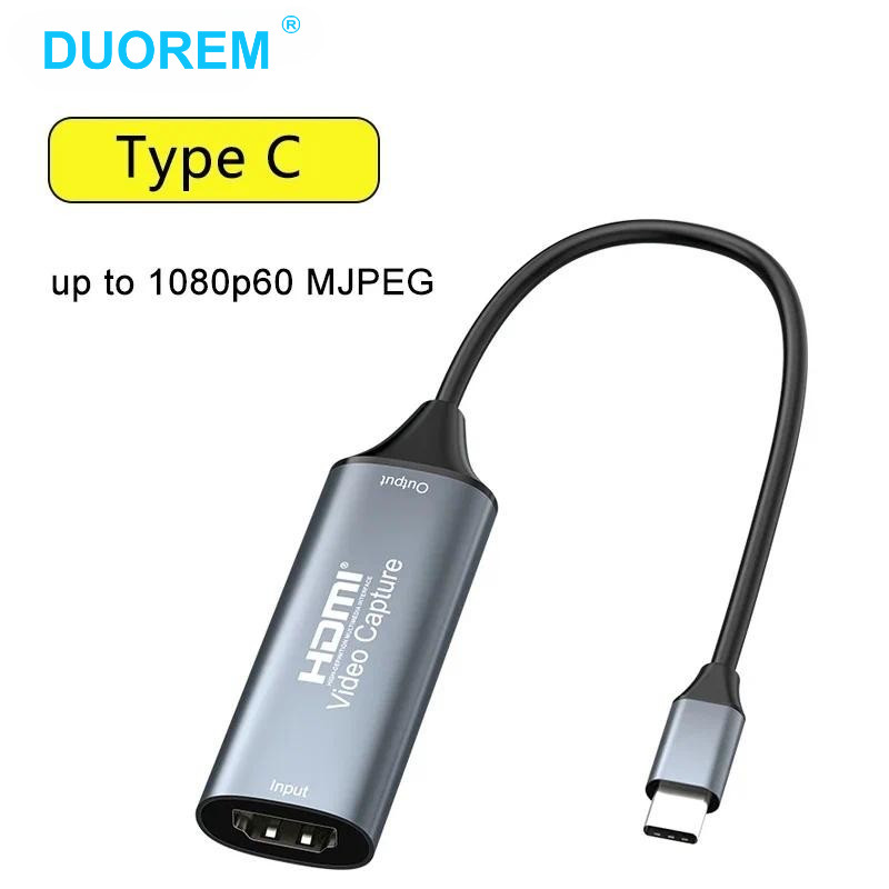 Type-c 2.0 การ์ดจับภาพวิดีโอรองรับ HDMI 4K 30Hz เกม Grabber บันทึกสําหรับสวิตช์ Xbox PS4/5 เกมถ่ายทอดสด