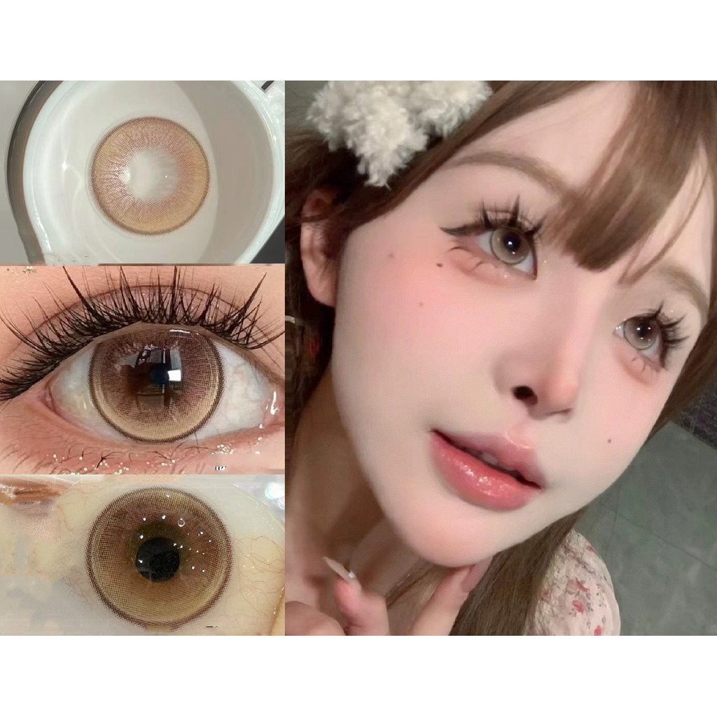 (2024.Aug.4th)mytzong ,SNTTY Brand ,สําหรับดวงตาอ่อนไหว ,Big Size ,14.50mm,,(เกรด 00.0), คอนแทคเลนส์ 6 เดือนใช้ (สีน้ําตาล)