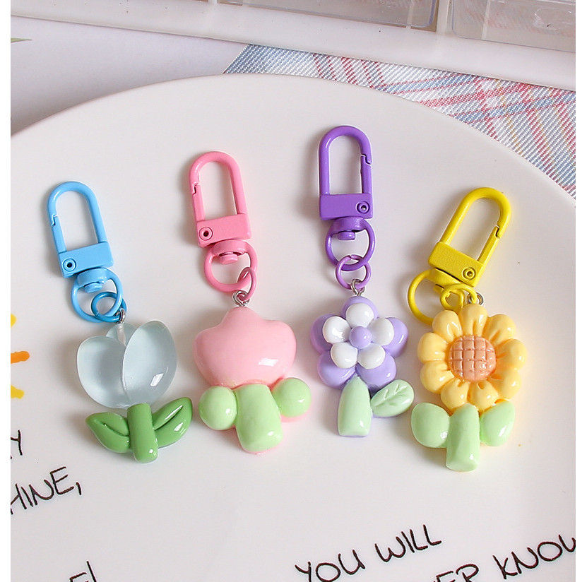 พวงกุญแจลายดอกไม้ น่ารัก 5 สี พวงกุญแจลายการ์ตูน พร้อมส่งในไทย