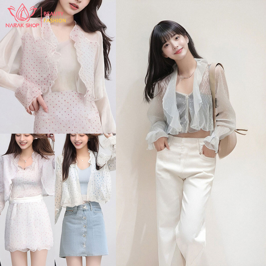 เสื้อคลุมผู้หญิงผ้าชีฟอง แฟชั่นฤดูร้อน เสื้อคลุมกันแดดสวมใส่สบาย