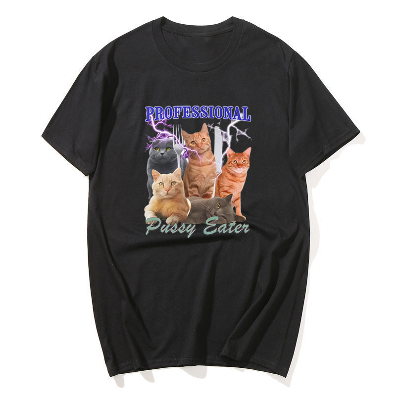 Professional Pussy Eater Funny Cat Lover T เสื้อผู้ชายเสื้อผ้าแฟชั่นเสื้อยืดผ้าฝ้ายลําลองขนาดใหญ่แขน