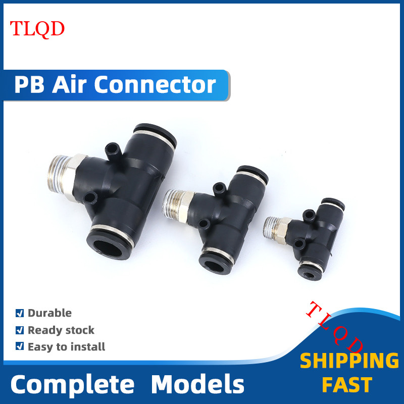 1 ชิ้น T สไตล์ Push In อุปกรณ์นิวเมติก Quick Connector PB4-M5/6-01/PB8-02/PB10-03/12-04