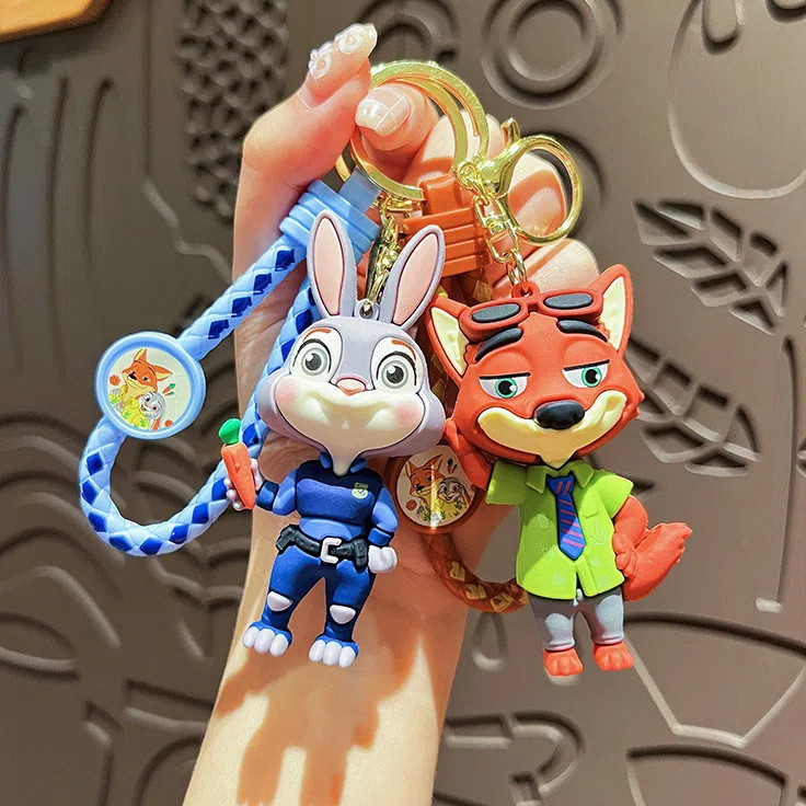 สร้างสรรค์น่ารักบ้าสัตว์เมืองพวงกุญแจ/การ์ตูนจูดี้กระต่ายตุ๊กตาจี้อะนิเมะของขวัญเล็กๆ